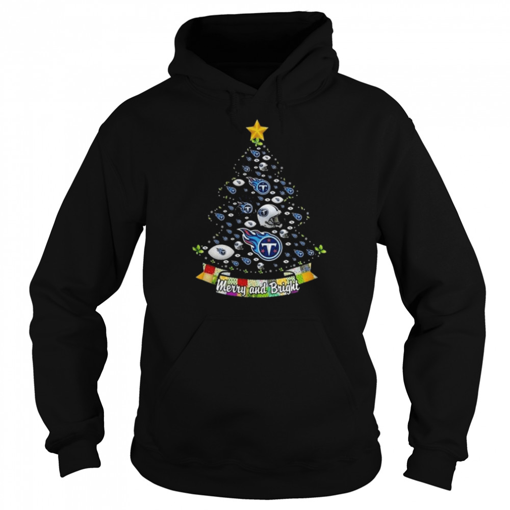 Merry And Bright Tennessee Titans NFL Christmas Tree 2022 Unisex Hoodie