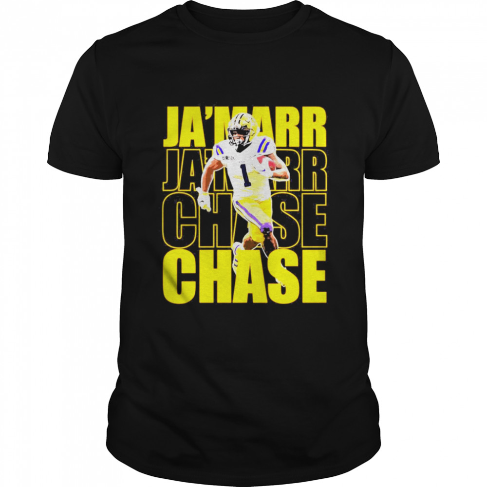 Yellow art Ja’Marr Chase typography Cincinnati bengals t-shirt