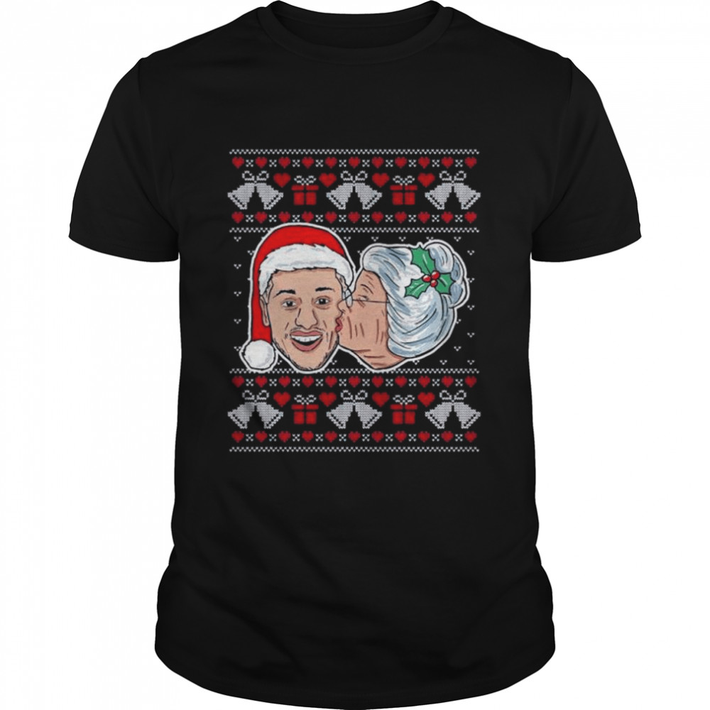 Santa Kissing mrs claus 2022 ugly christmas shirt