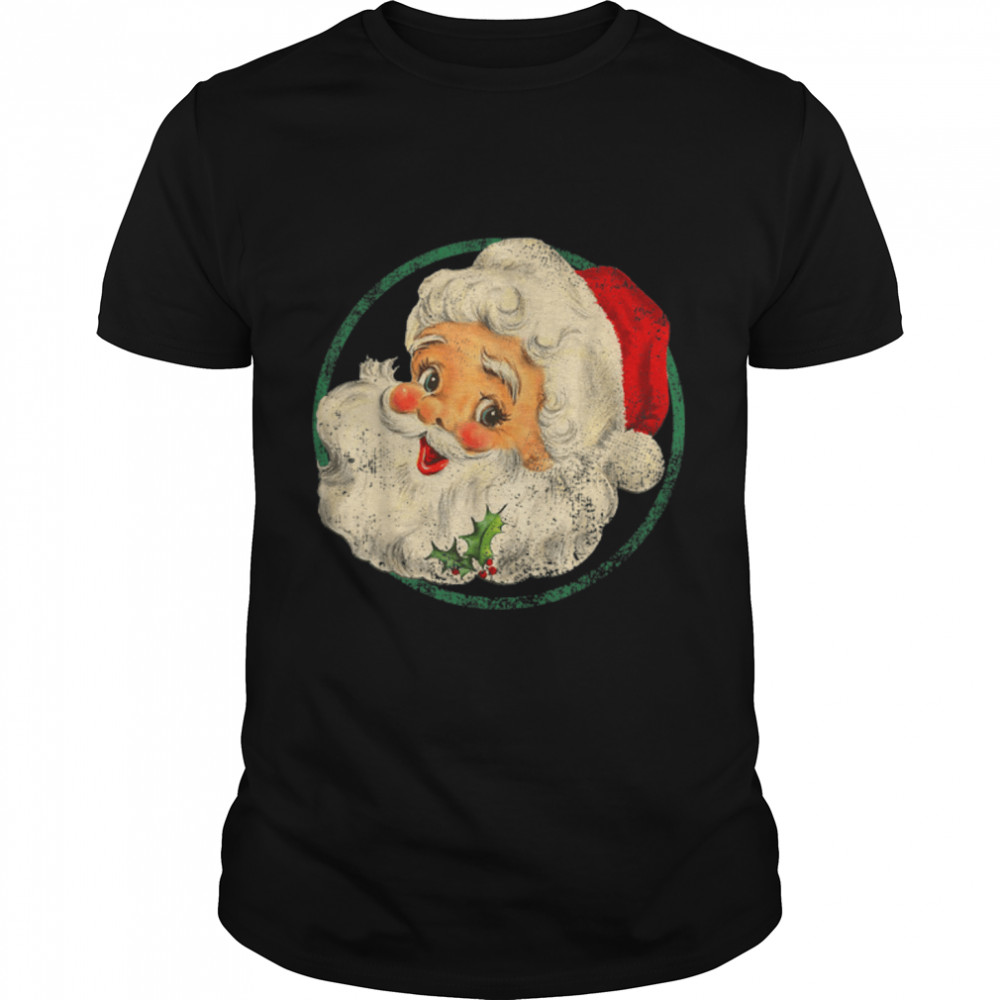 Vintage Christmas Santa Claus Face Old Fashioned T-Shirt B0BHWXMQXX