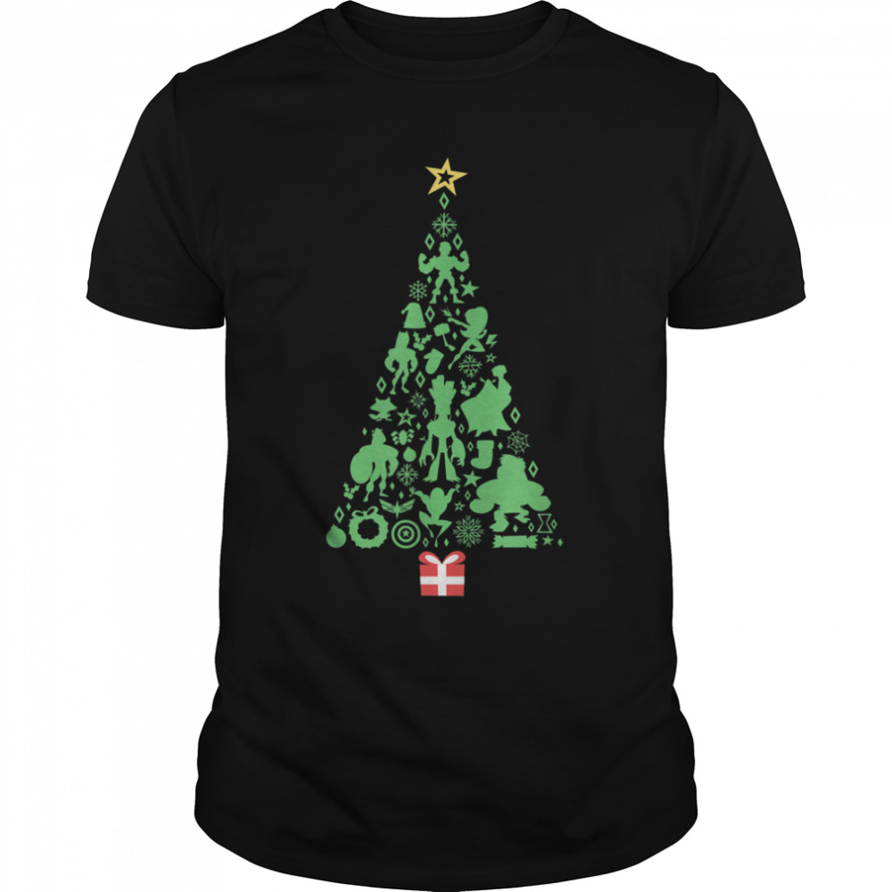 Marvel Holiday Super Heroes Christmas Tree T-Shirt B07YZ1CZTL