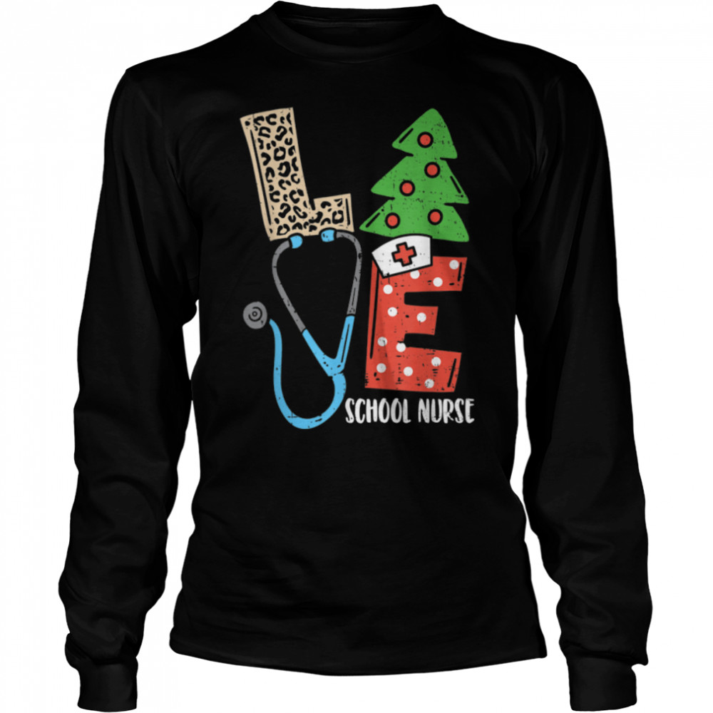 Love Stethoscope Snowflake School Nurse Christmas Scrub Xmas T- B0BM9Q75FP Long Sleeved T-shirt