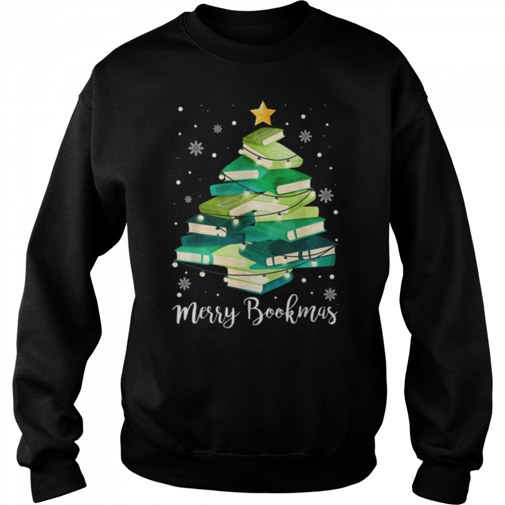 Merry Bookmas Books Pine Tree Funny Reading Lover Christmas T- B0BM9TXHLX Unisex Sweatshirt