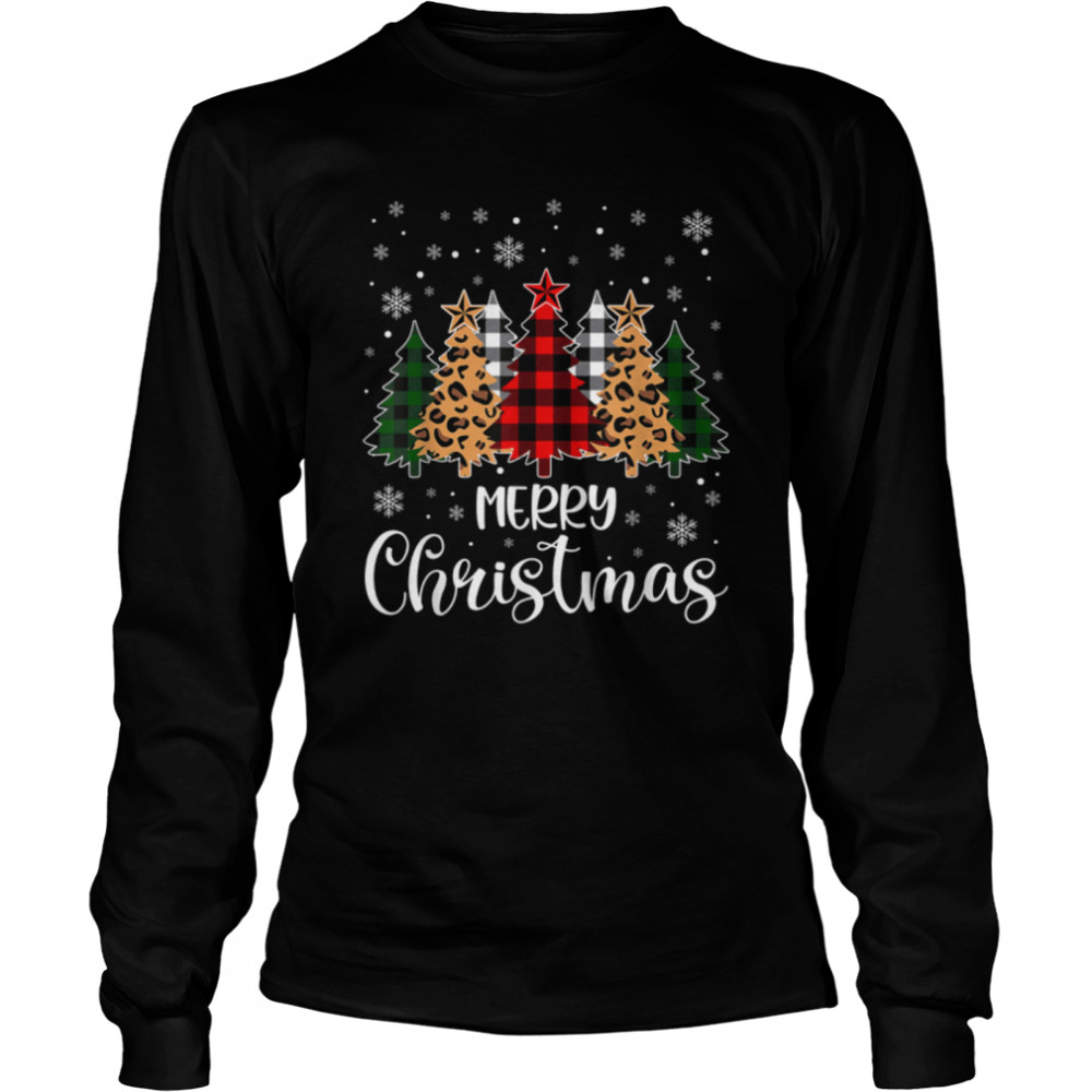 Merry Christmas Buffalo Xmas Tree Red Plaid For Men Women T- B0BM9S3J53 Long Sleeved T-shirt