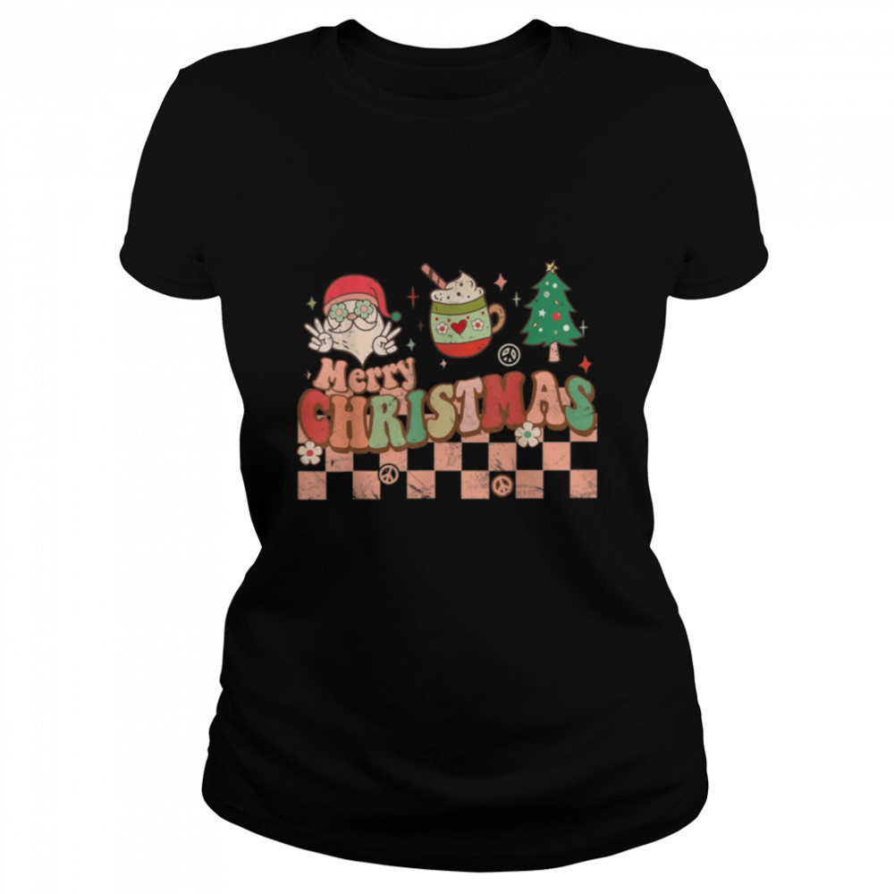 Merry Christmas Cute Santa Claus Winter Holiday Retro Groovy T- B0BMBCQFP8 Classic Women's T-shirt