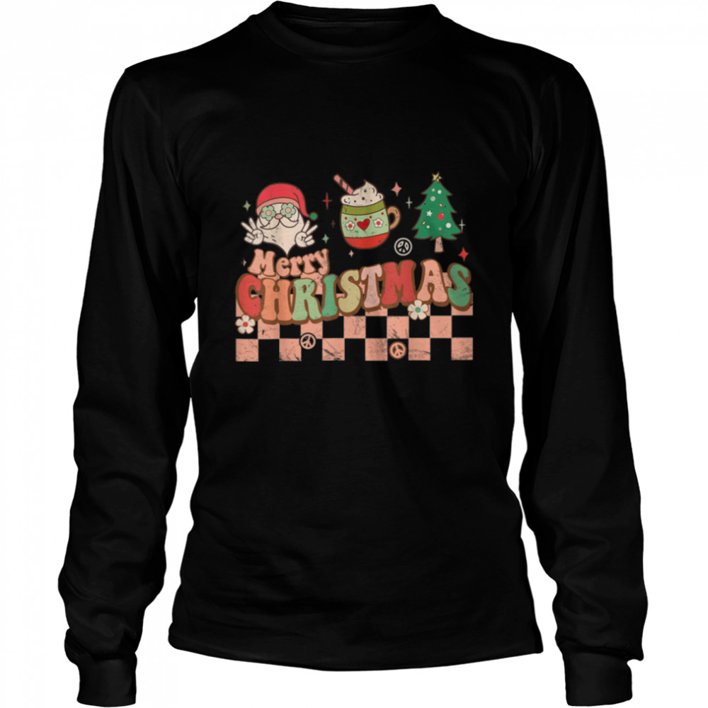 Merry Christmas Cute Santa Claus Winter Holiday Retro Groovy T- B0BMBCQFP8 Long Sleeved T-shirt