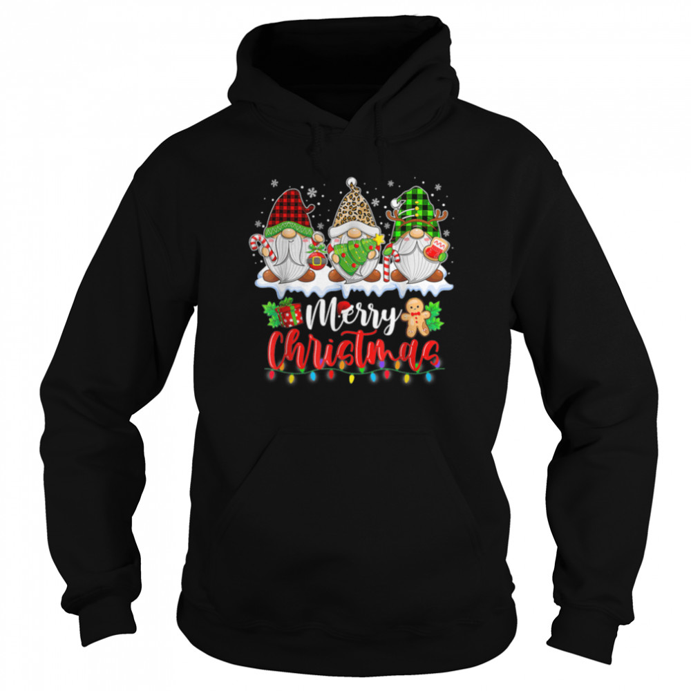 Merry Christmas Gnomes Xmas Lights Red Plaid Family Pajamas T- B0BMB55XFK Unisex Hoodie