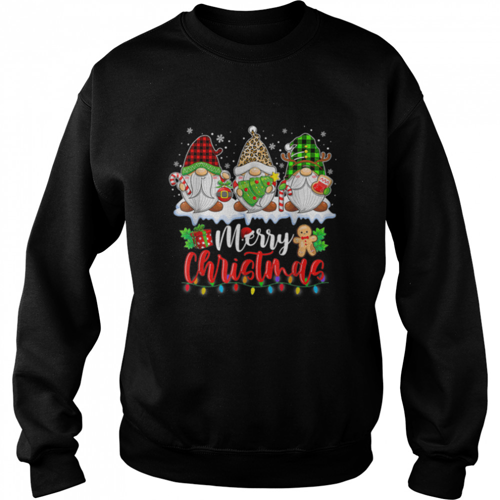 Merry Christmas Gnomes Xmas Lights Red Plaid Family Pajamas T- B0BMB55XFK Unisex Sweatshirt