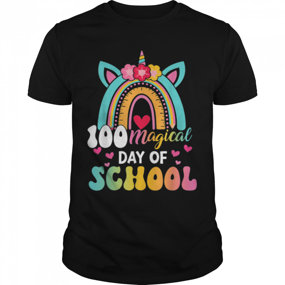 100 Magical Days Of School Rainbow Unicorn Girl Kid Teacher T-Shirt B0BMPRV9QN