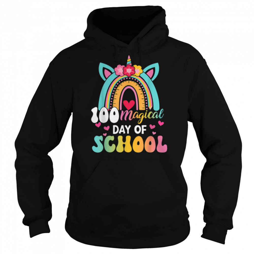 100 Magical Days Of School Rainbow Unicorn Girl Kid Teacher T- B0BMPRV9QN Unisex Hoodie