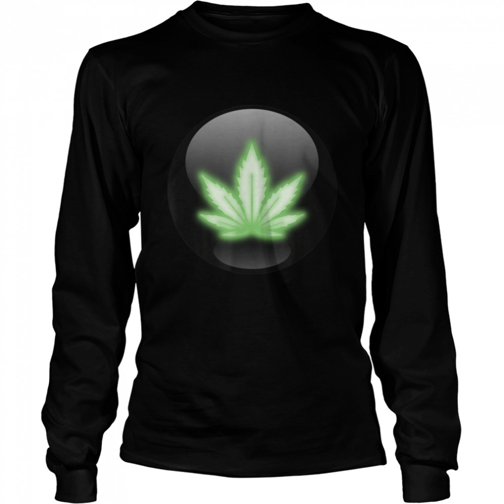 Cannabis Leaf Icon Medical Marijuana Button 420 Weed Symbol T- B0BLTD699G Long Sleeved T-shirt