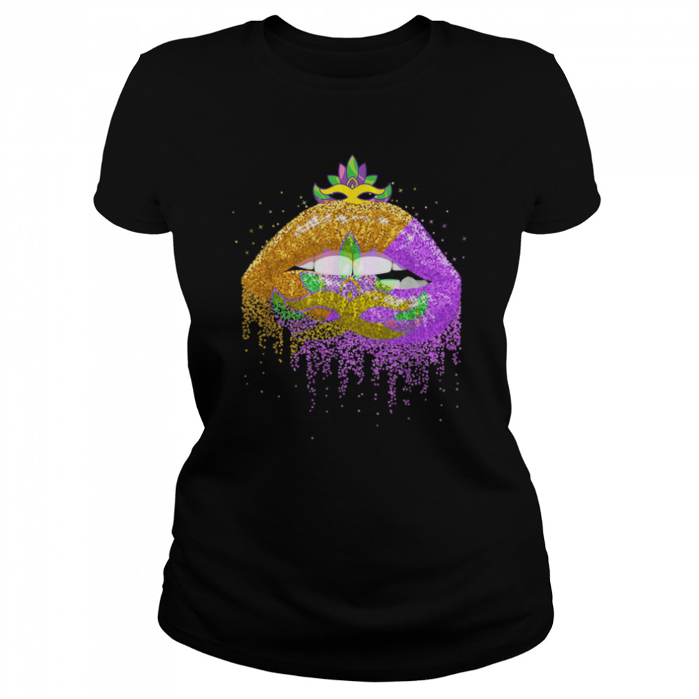 Carnival Party Costume Masquerade Lips Women Gift Mardi Gras T- B0BMLMBRLN Classic Women's T-shirt