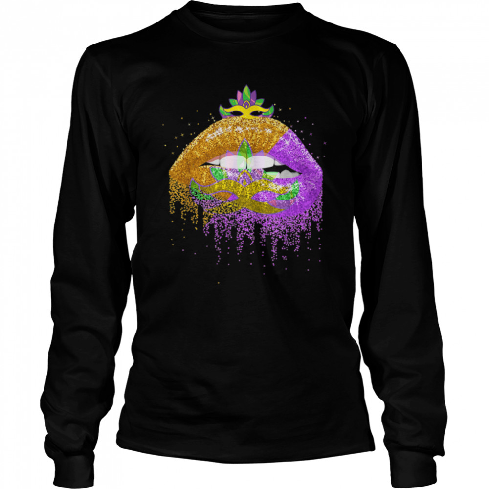 Carnival Party Costume Masquerade Lips Women Gift Mardi Gras T- B0BMLMBRLN Long Sleeved T-shirt