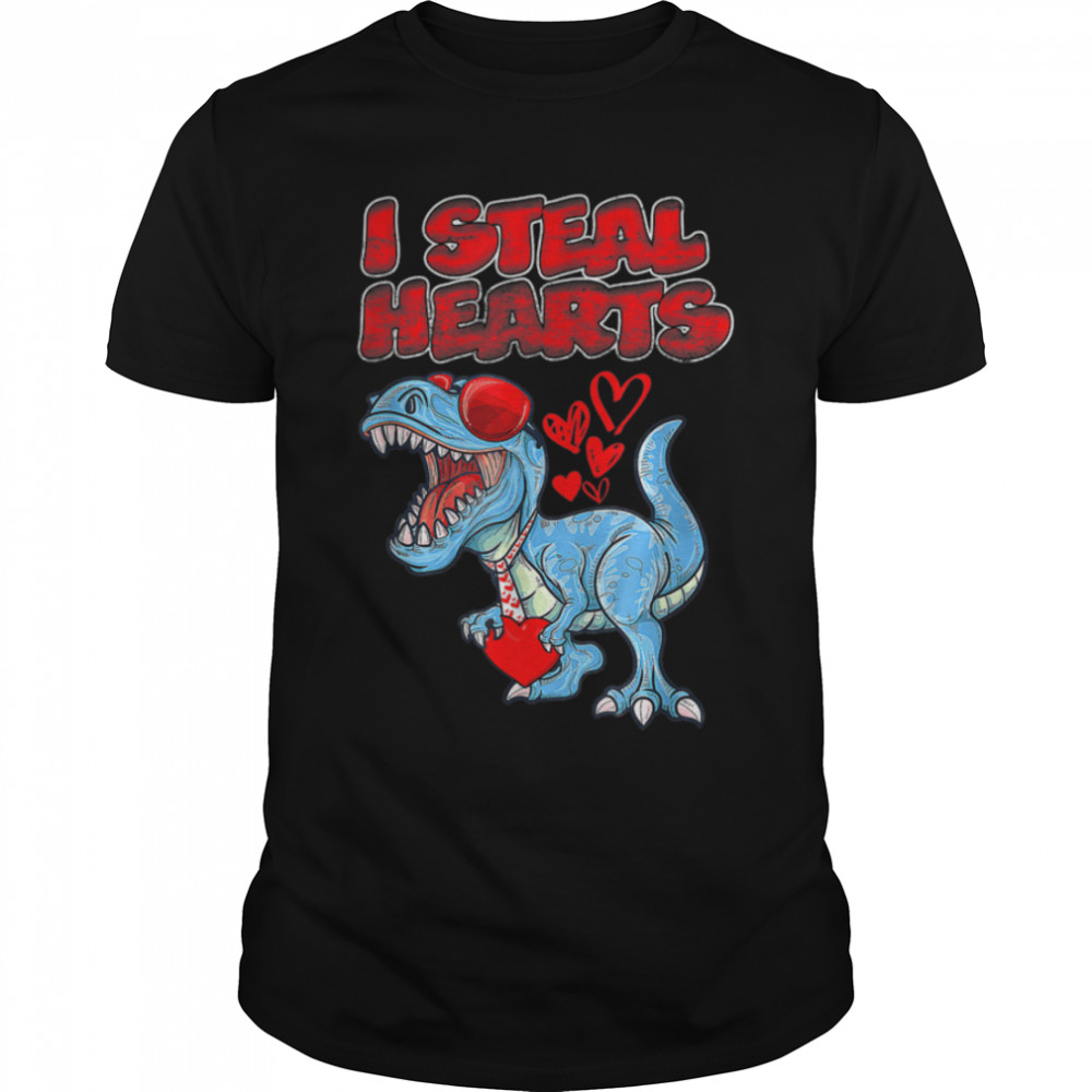I Steal Hearts T Rex Dino Cute Baby Boy Valentines Day 2023 T-Shirt B0BMM2M6VR