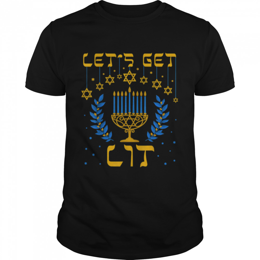 Let's Get Lit Hanukkah Shirt Jew Menorah Jewish Chanukkah T-Shirt B08N7SFL19