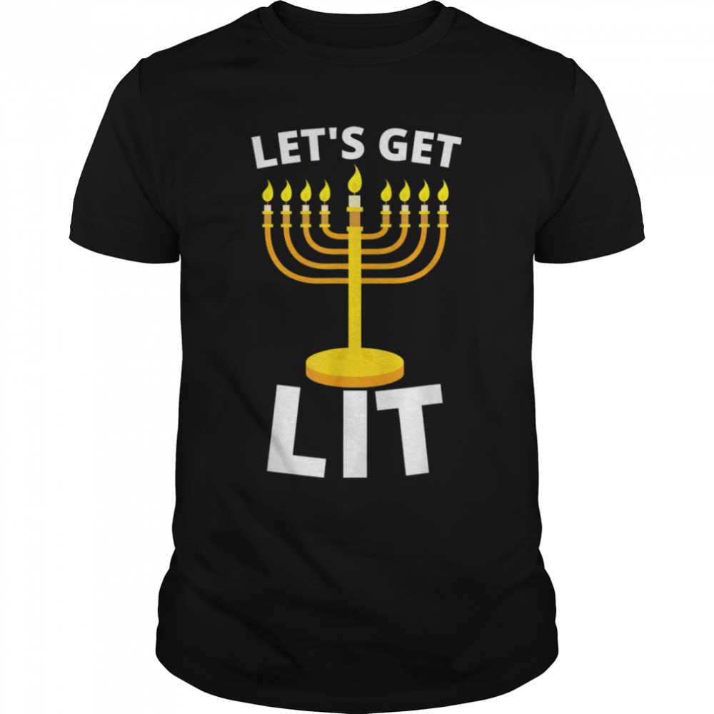 Lets'ss Gets Lits Hanukkahs Pajamakahs Menorahs Nines Candless Funnys T-Shirts B0BMJYGK65s