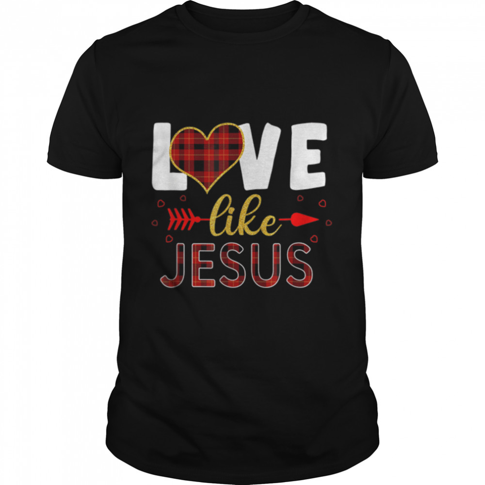 Love Like Jesus Leopard Print Valentines Day Women Teachers T-Shirt B0BMLRZ9X3s