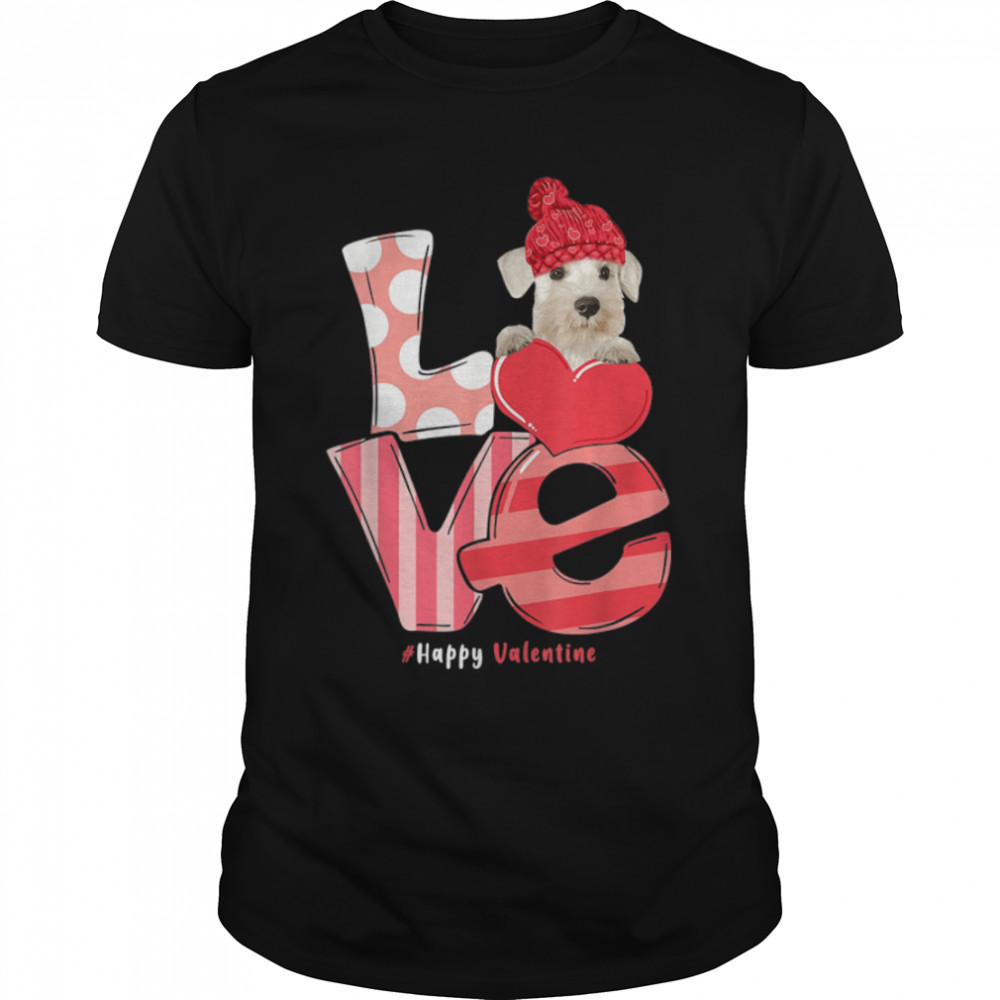 Miniature Schnauzer Love Happy Valentine - Dogs Heart T-Shirt B0BMLRQK16