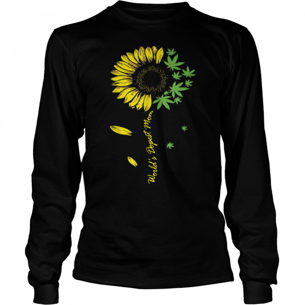 Worlds Dopest Mom Sunflower Weed Cannabis 420 Day T- B0BLN23SRW Long Sleeved T-shirt