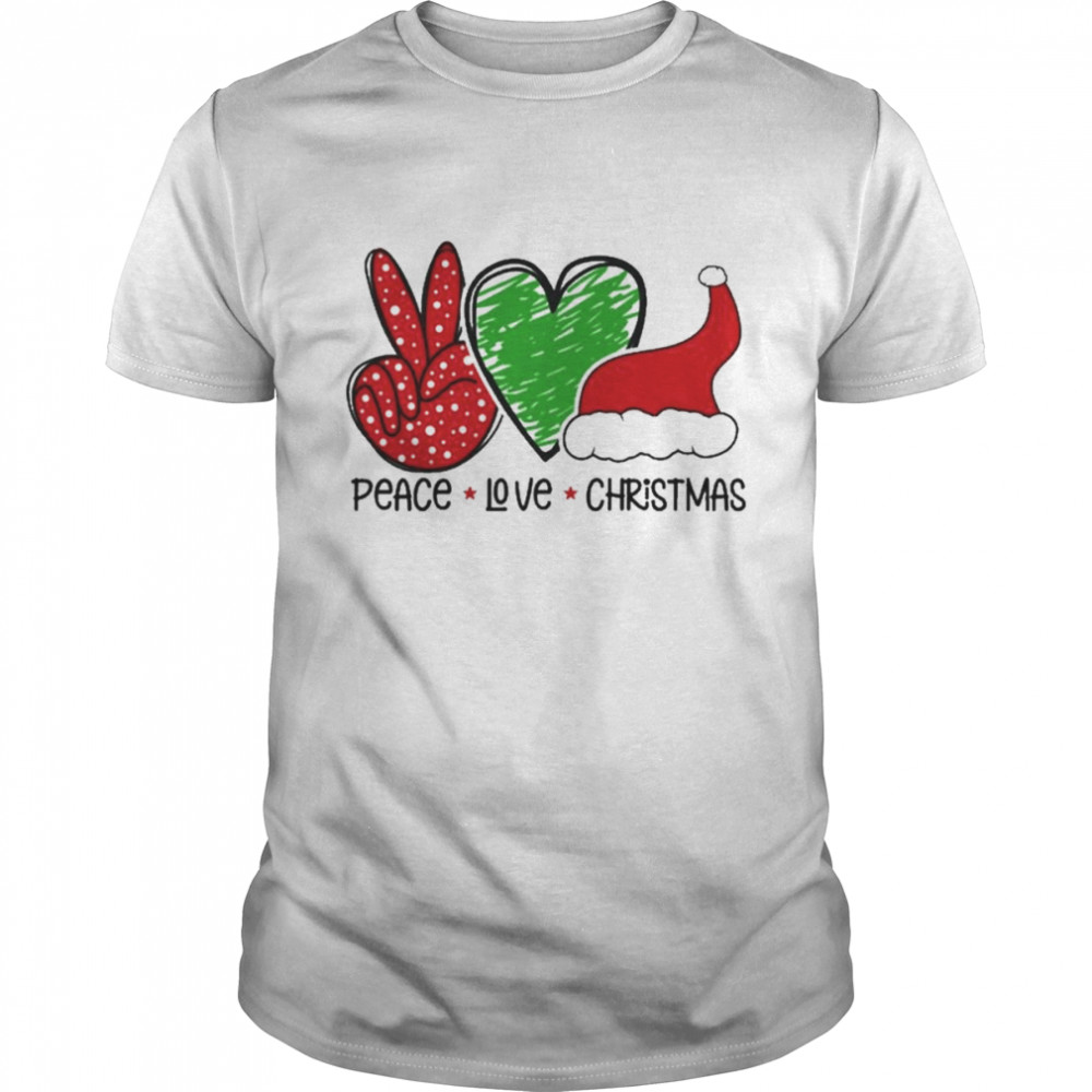 Peace Love Christmas Santa Hat shirt