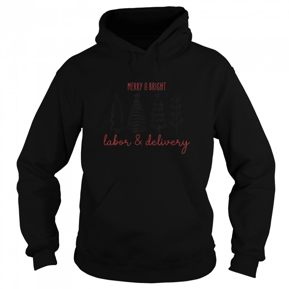 Merry Xmas Bright Christmas Labor and Delivery Nurse T- B0BN1B8T6H Unisex Hoodie
