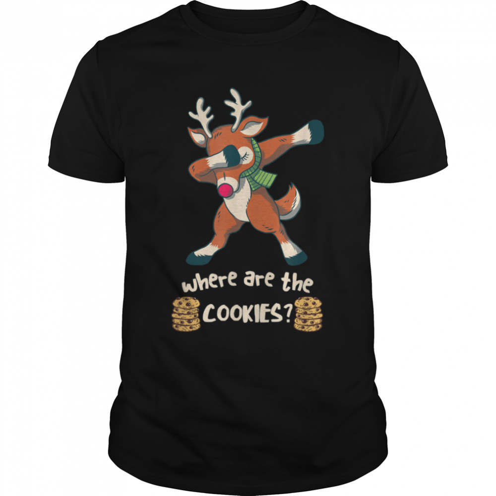 Where Are The Cookies Christmas Dabbing Reindeer Scarf T-Shirt B0BN59C325s