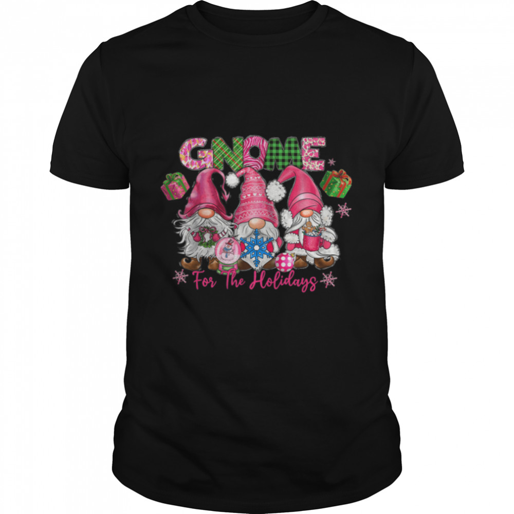 Gnome For The Holiday Christmas Pink Gnomes Christmas T-Shirt B0BN8T5H1T