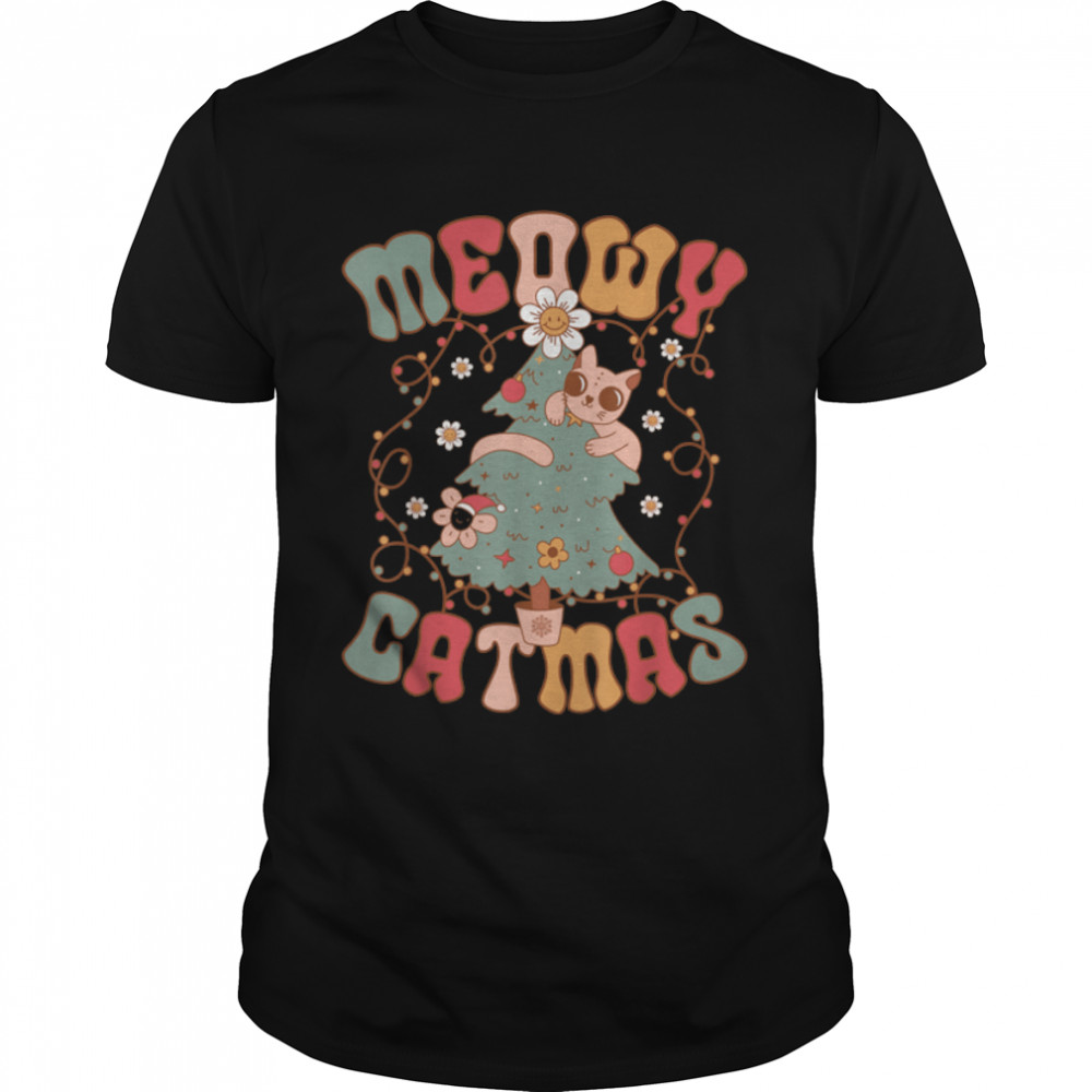 Meowy Catmas Groovy Christmas T- B0BN8TNX1K Classic Men's T-shirt