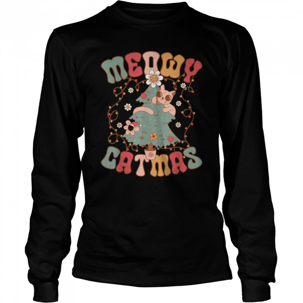 Meowy Catmas Groovy Christmas T- B0BN8TNX1K Long Sleeved T-shirt