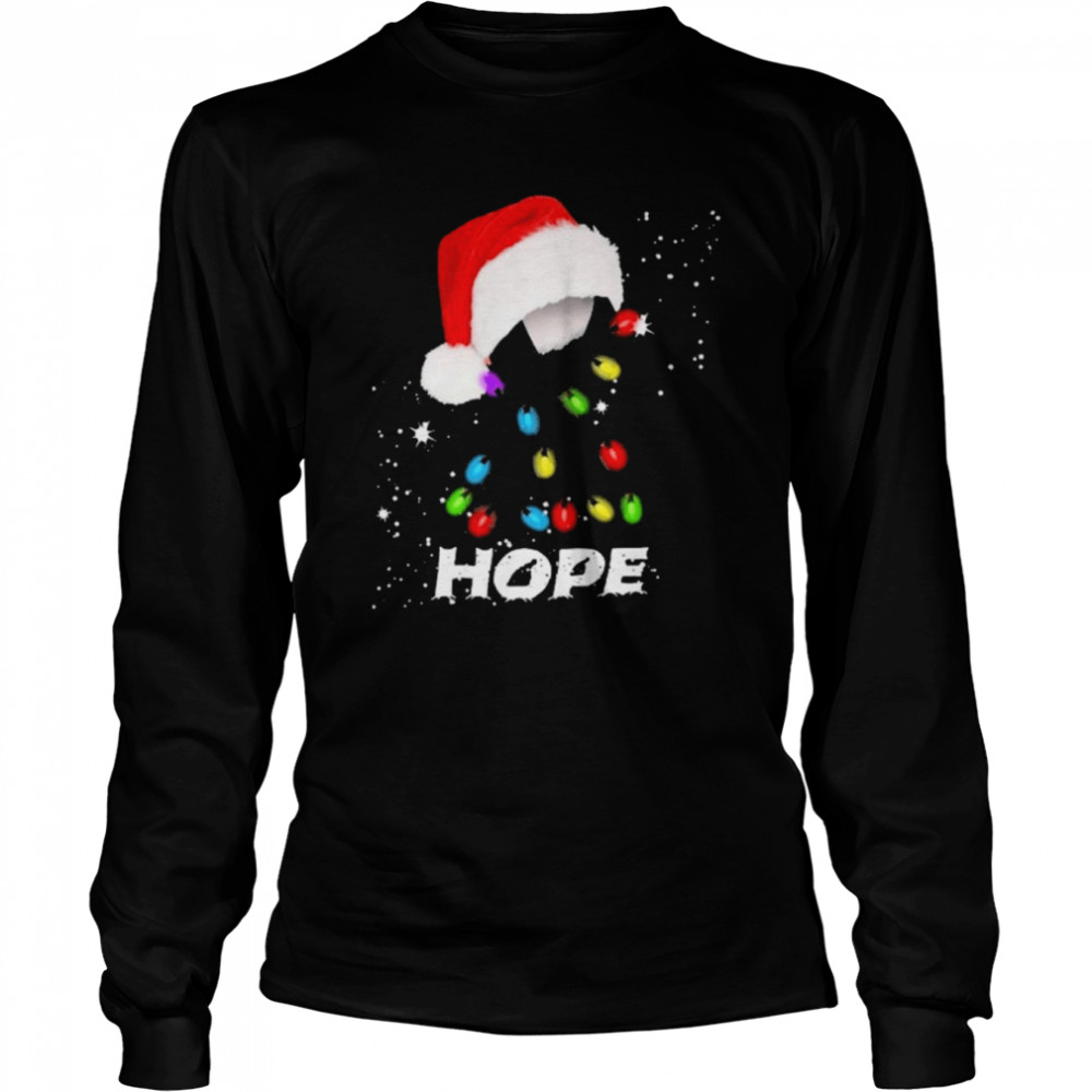 Breast Cancer Christmas Santa Black Ribbon light Hope  Long Sleeved T-shirt