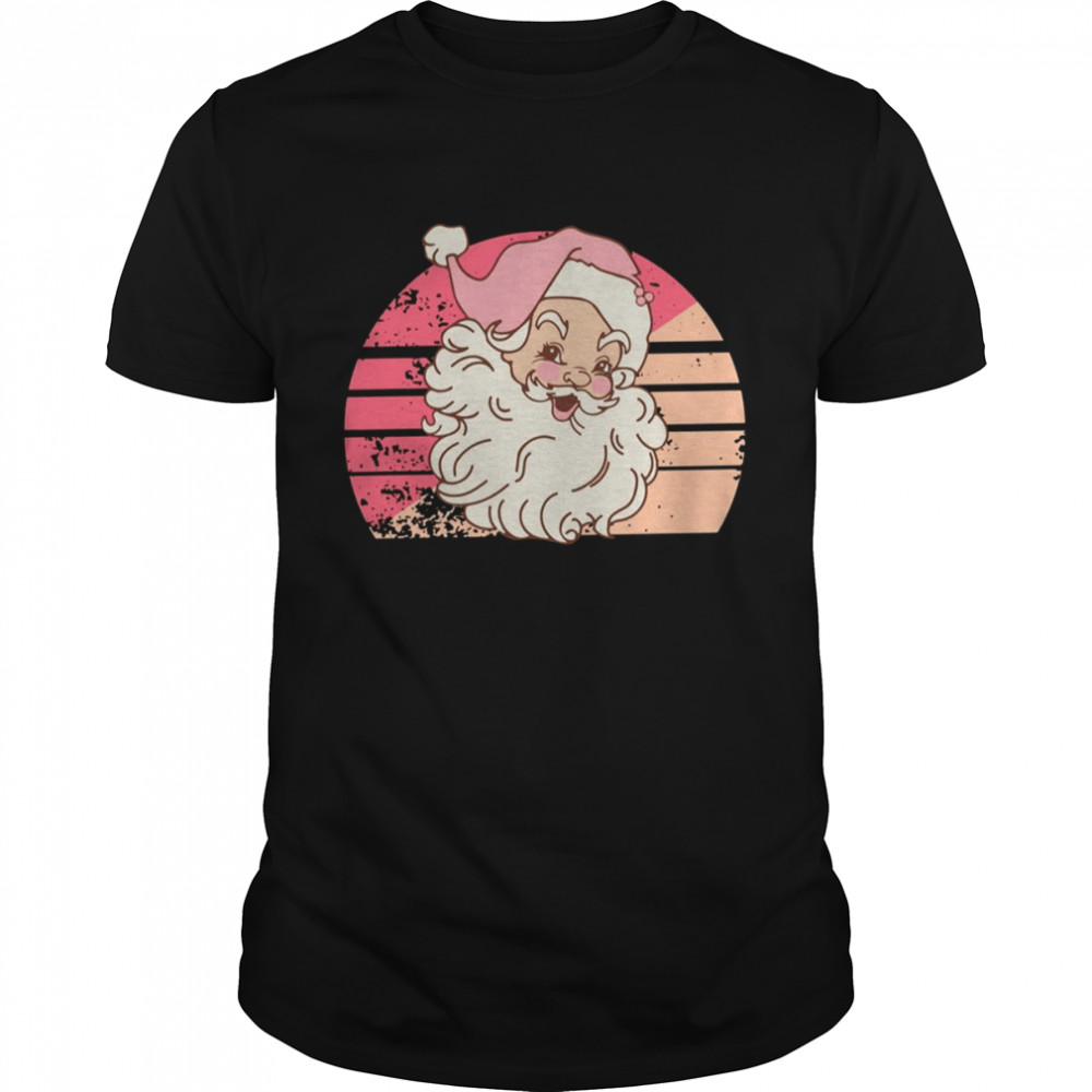 Retro Vintage Pink Santa Claus Sunset shirt