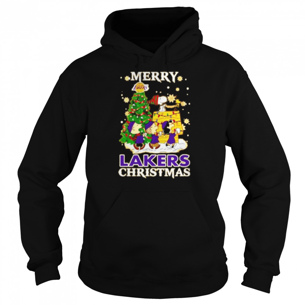 Snoopy And Friends Merry Los Angeles Lakers Christmas Unisex Hoodie