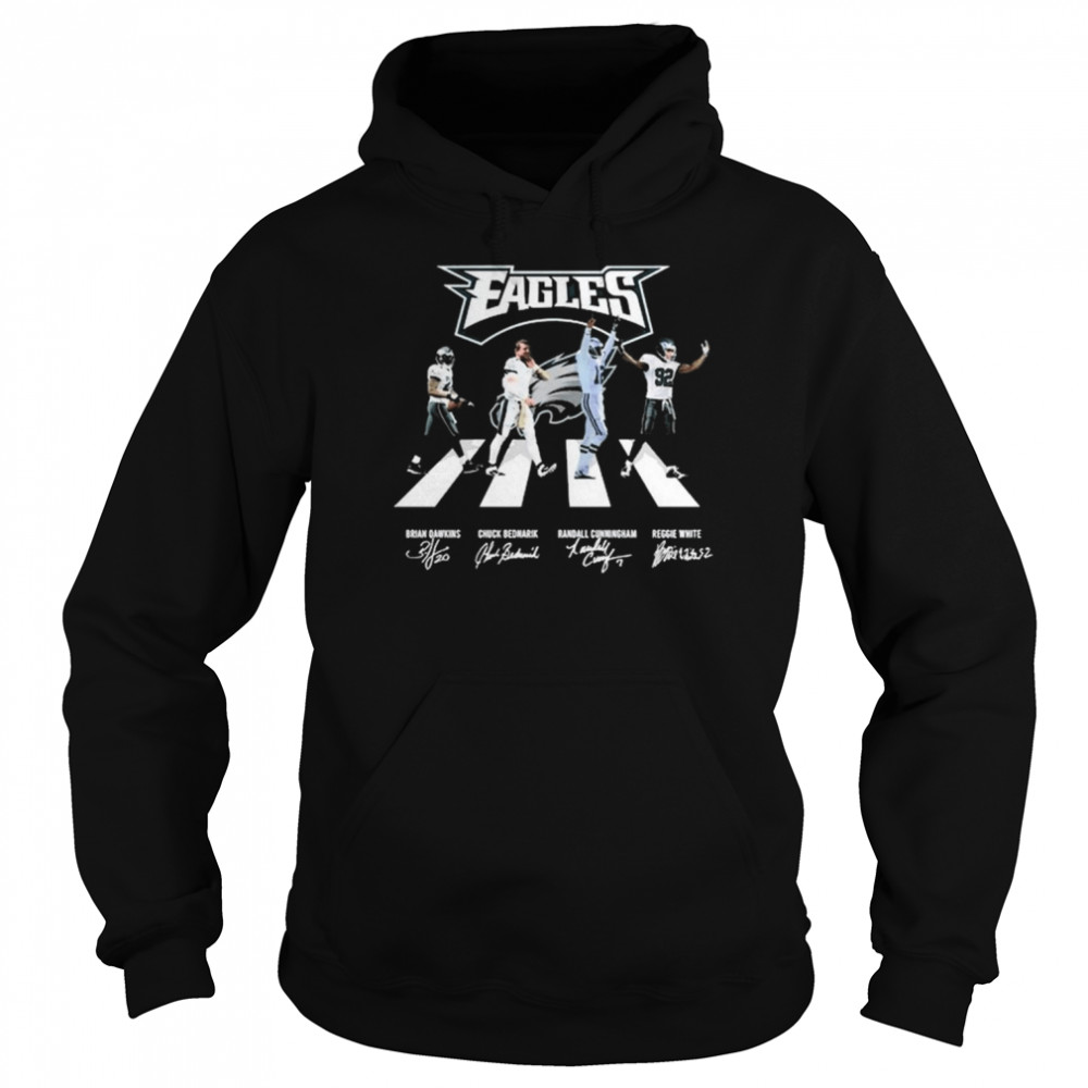 The Eagles Brian Dawkins Chuck Bednarik Randall Cunningham And Reggie White Abbey Road Signatures Unisex Hoodie