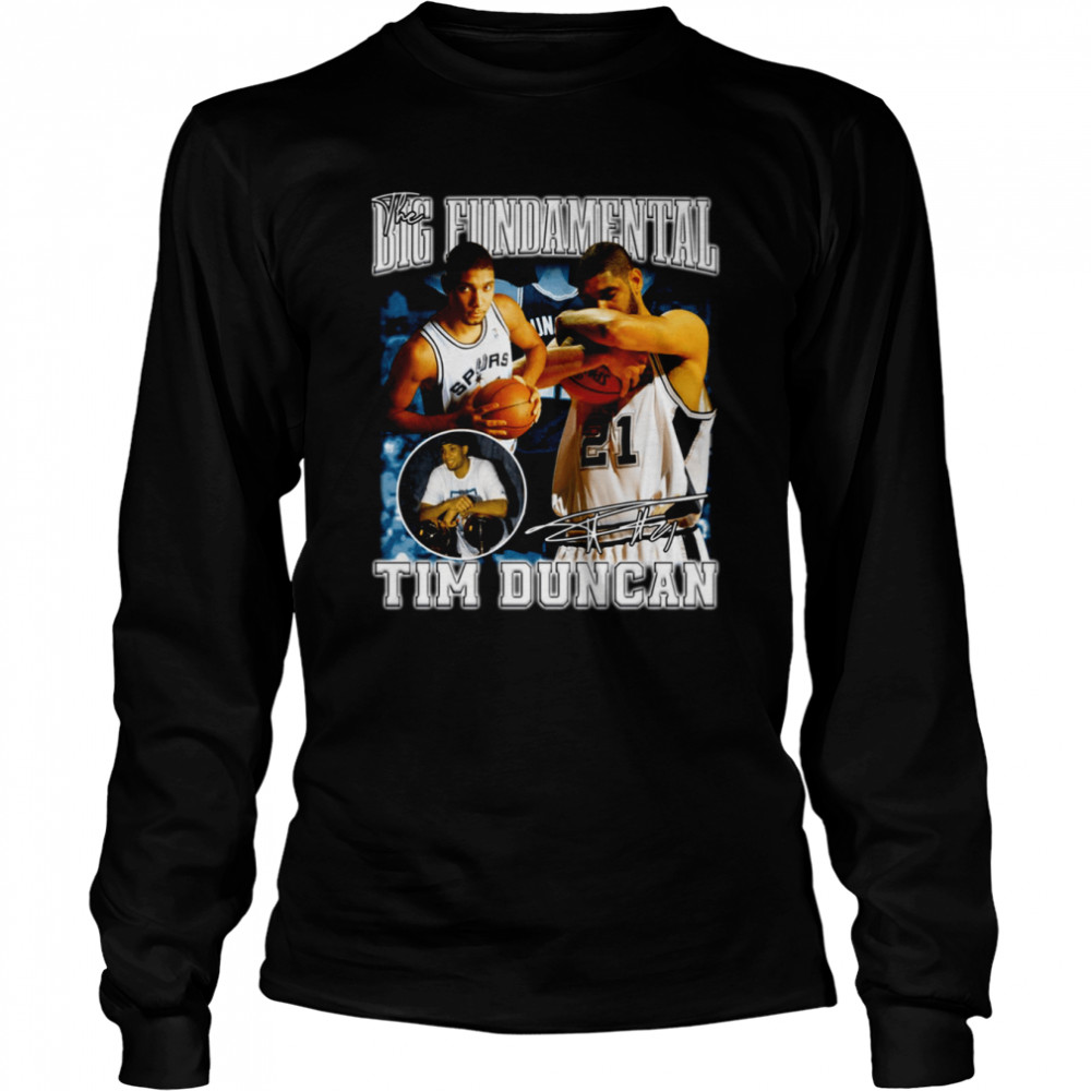 90s Basketball Legend Tim Duncan The Big Fundamental shirt Long Sleeved T-shirt