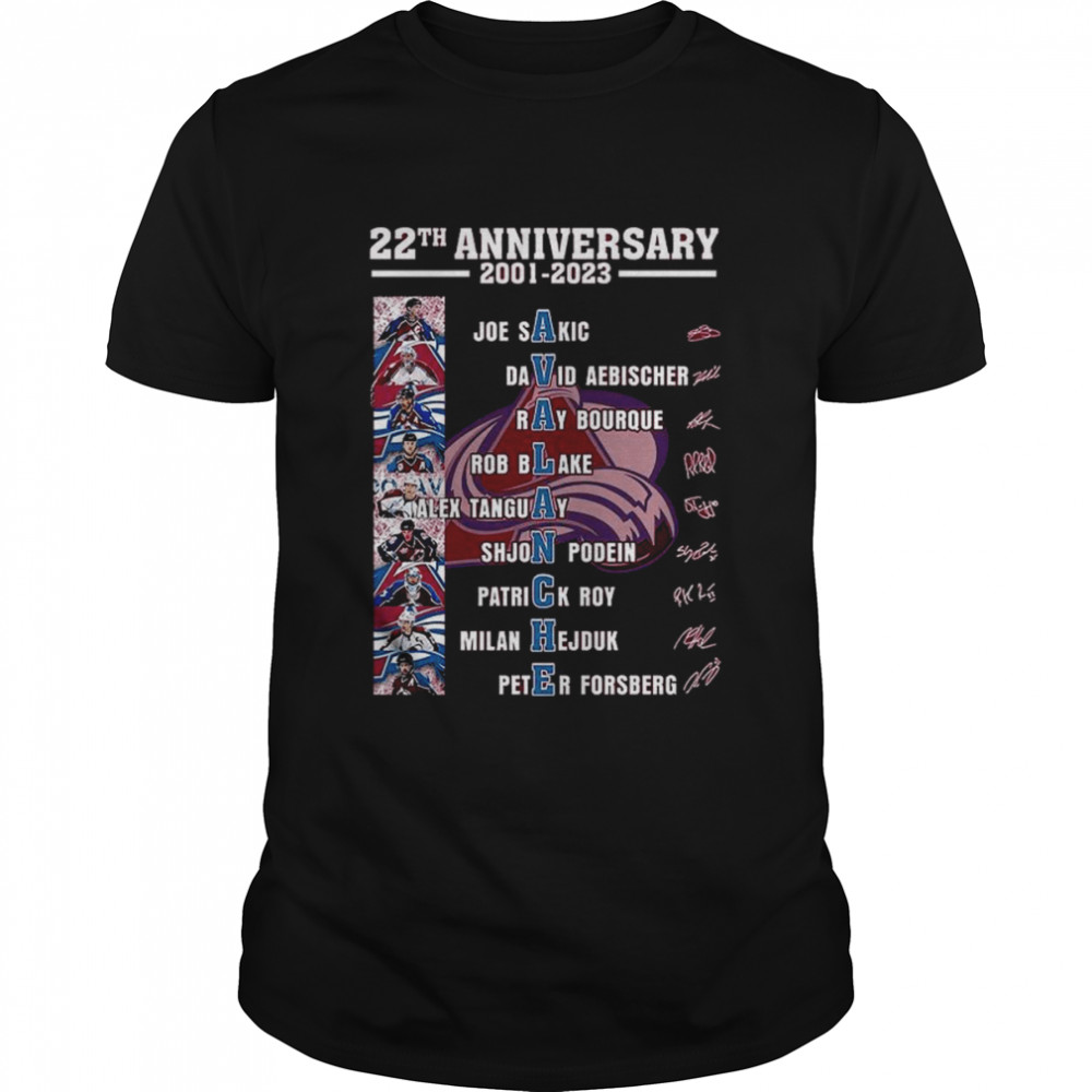 Colorado Avalanche team 22th anniversary 2001-2023 signatures shirts