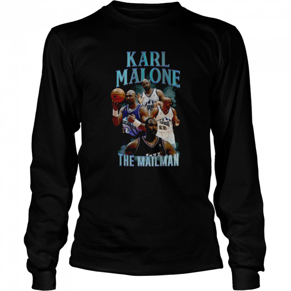 90s Design Karl Malone Collage The Mailman shirt Long Sleeved T-shirt