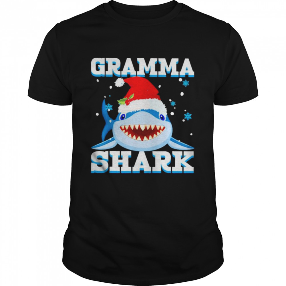 Gramma Shark Santa Hat Merry Christmas shirts