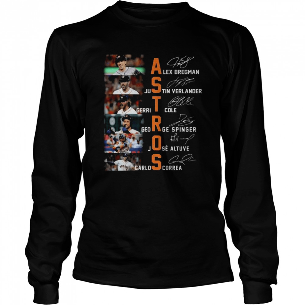 Houston Astros all team Alex Bregman Justin Verlander signatures 2022 shirt Long Sleeved T-shirt