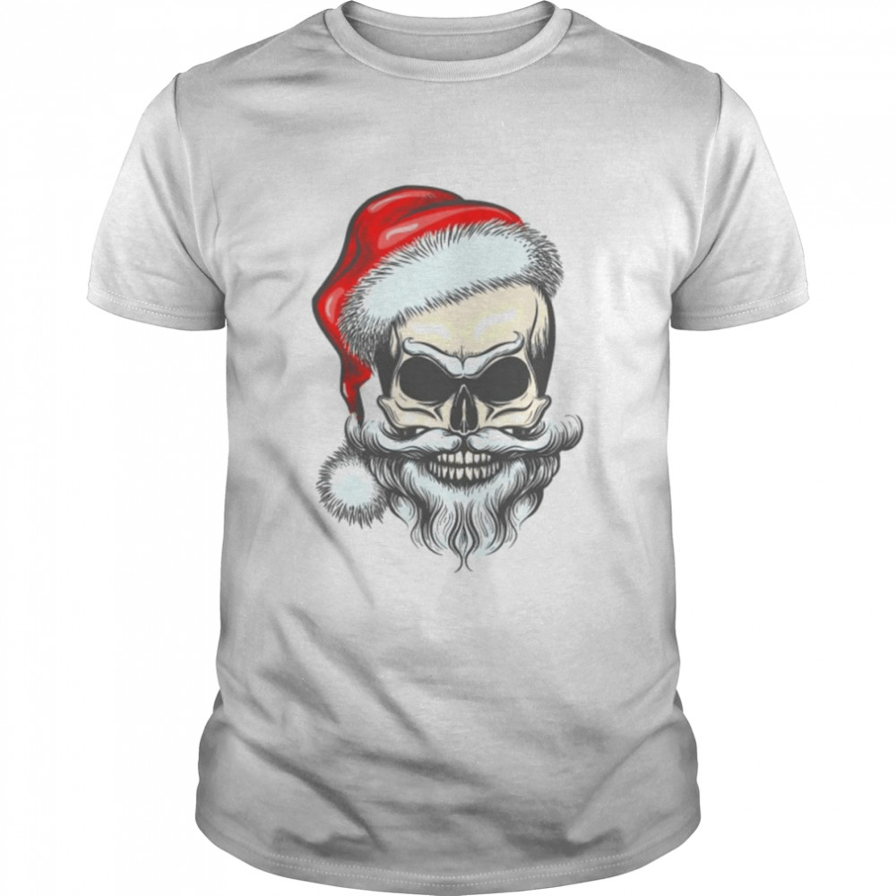 Bearded Vintage Skull Santa Claus Christmas Pajama Gift shirt
