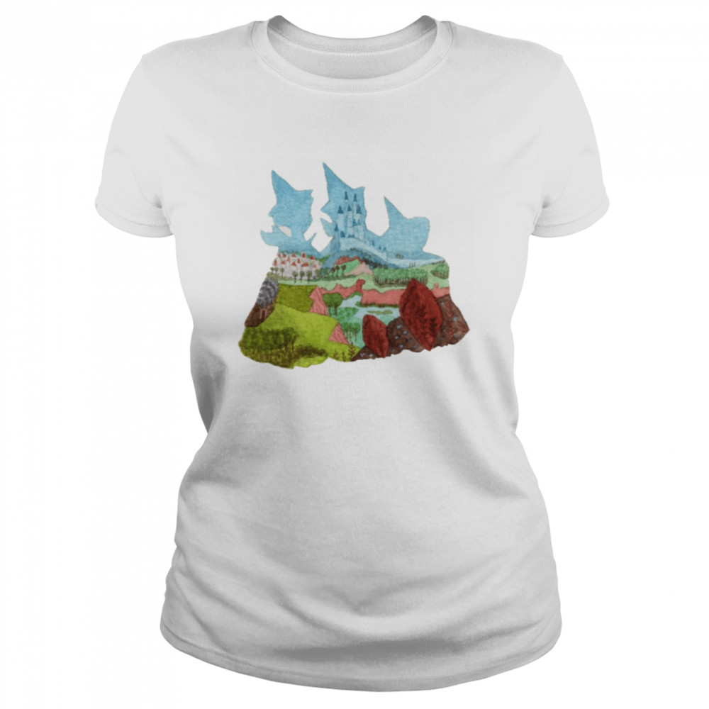 Watercolor Silhouette Sleeping Beauty Fairies Flora Fauna Merryweather shirt Classic Women's T-shirt