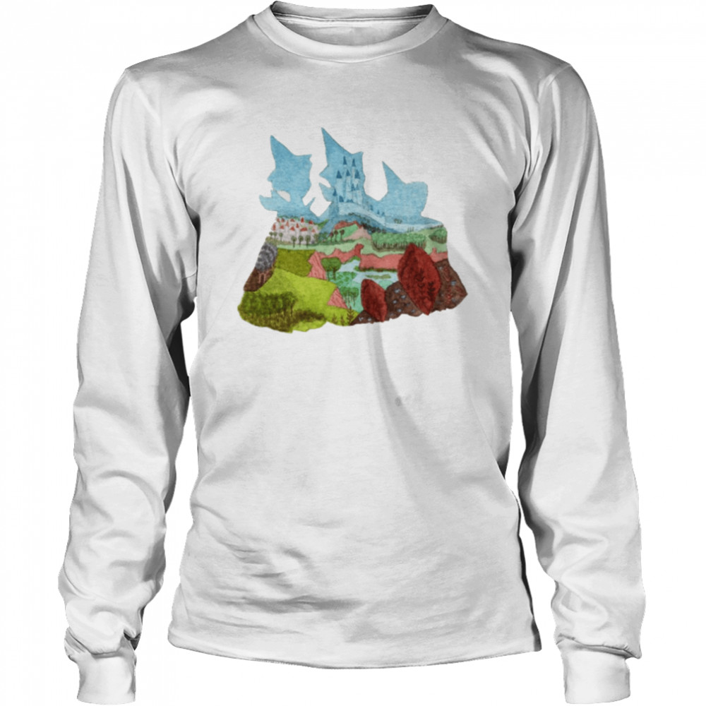 Watercolor Silhouette Sleeping Beauty Fairies Flora Fauna Merryweather shirt Long Sleeved T-shirt