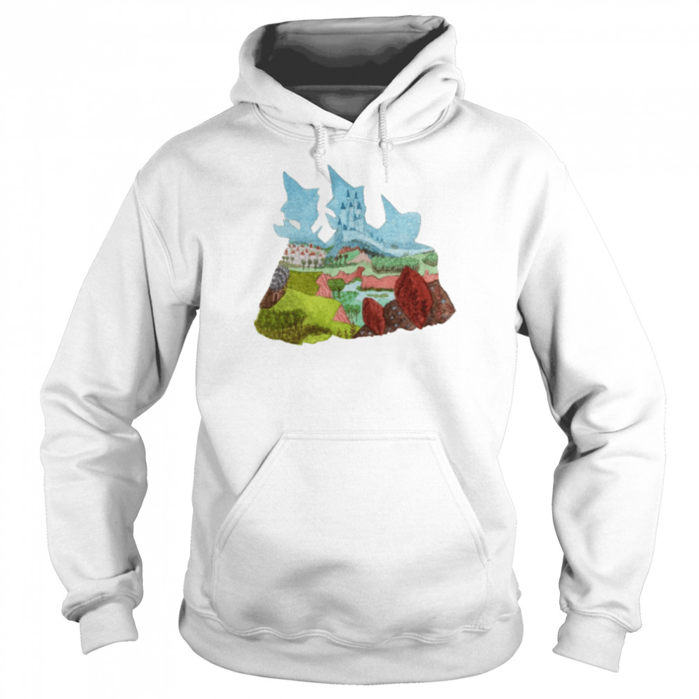 Watercolor Silhouette Sleeping Beauty Fairies Flora Fauna Merryweather shirt Unisex Hoodie