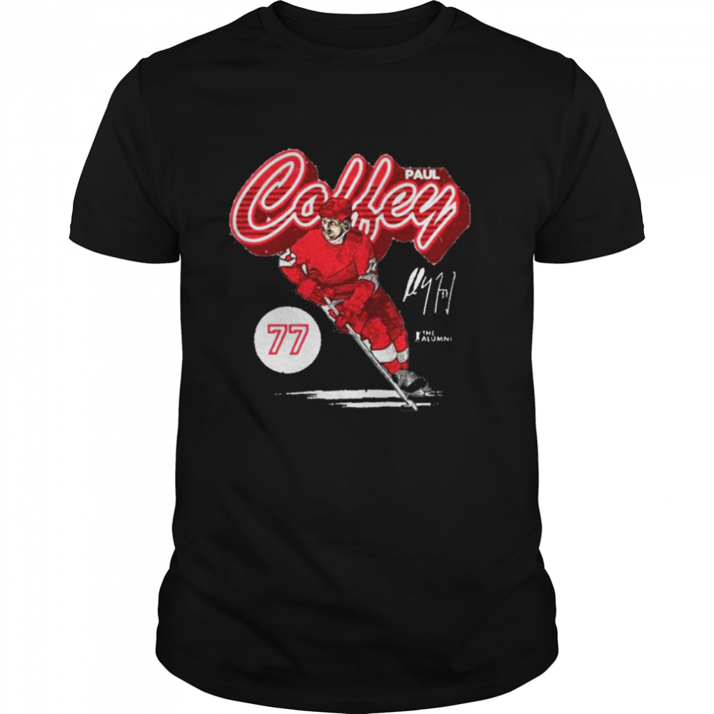 Paul Coffey Detroit Red Wings Retro Script Signature Shirt